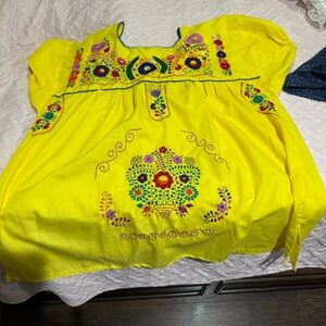 Vibrant Yellow Embroidered Top